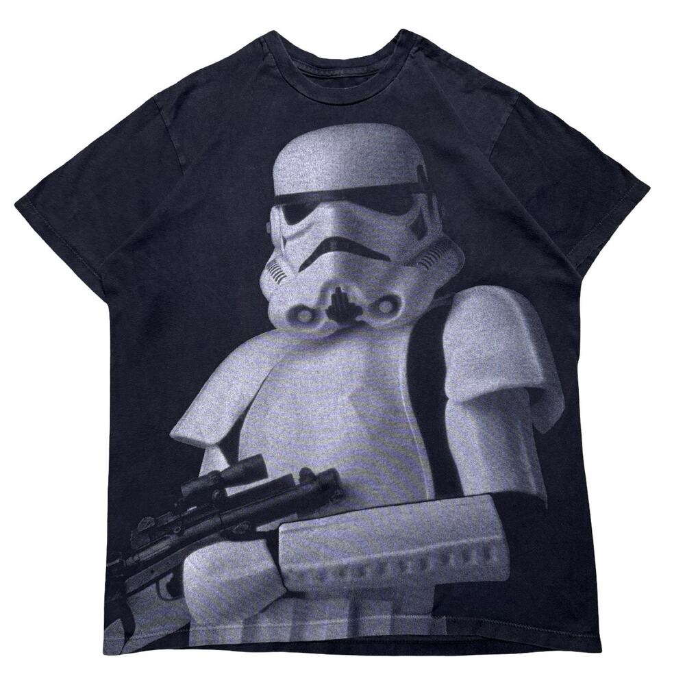Star Wars Storm Trooper Faded Black Big Face Graphic T Shirt Men's M Yoda Y2K